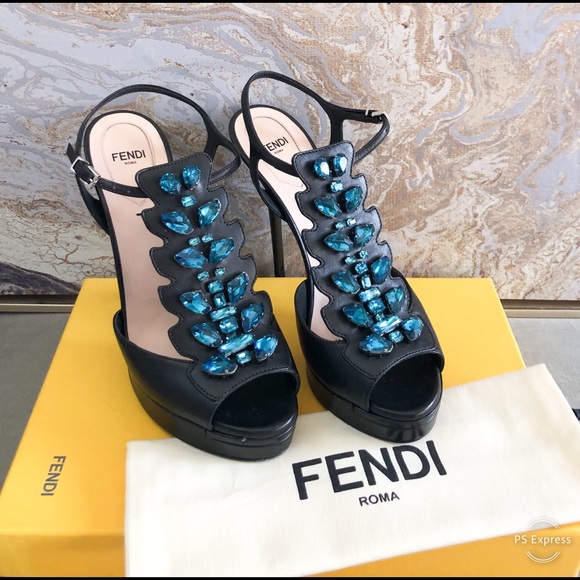 Fendi Embellished Jewel Crocodile Sandals